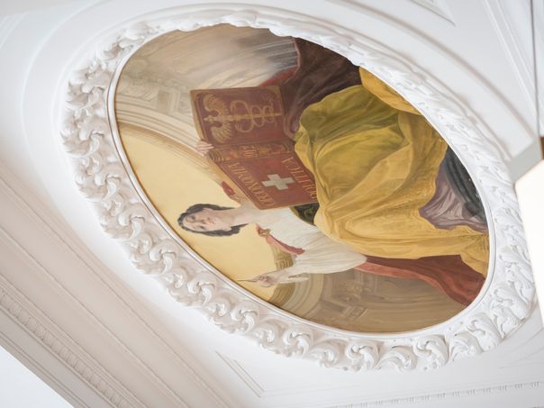 Fresco depicting an allegory of economics and politics at the Berne head office